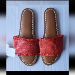 Women's Sandals Slip on Slides size 8 Red Brown New